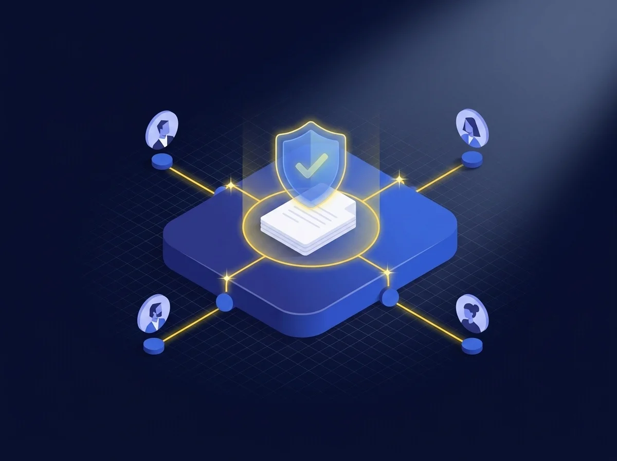 A secure file sharing platform interface showing encrypted contract documents for legal professionals.