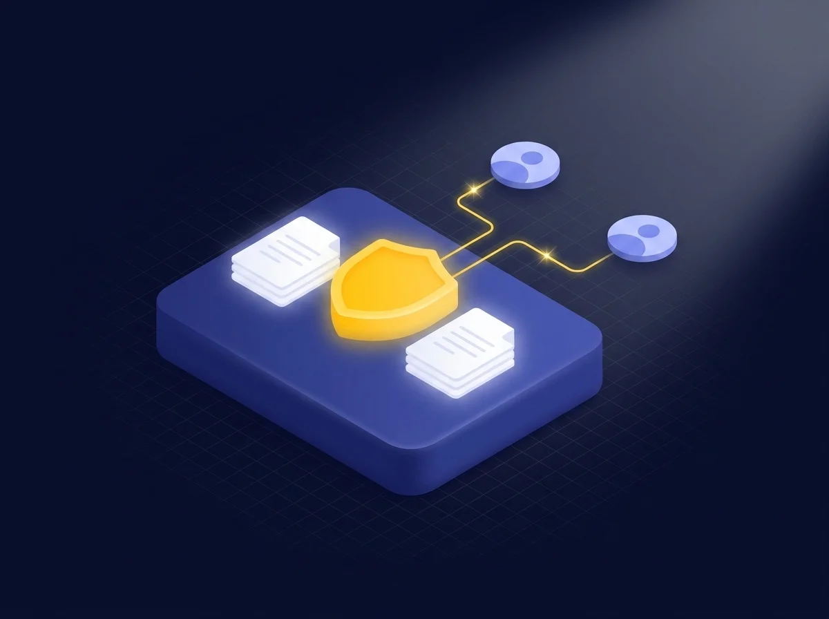 Secure financial forecasting platform interface displaying encrypted document sharing and access control features.