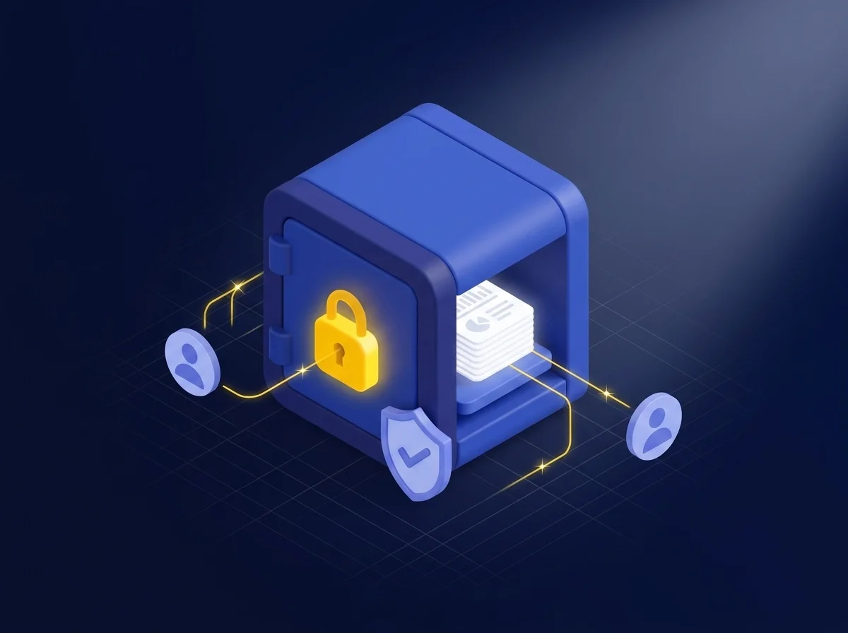 A secure digital platform interface showing financial risk assessment data with robust encryption and access controls for data protection.