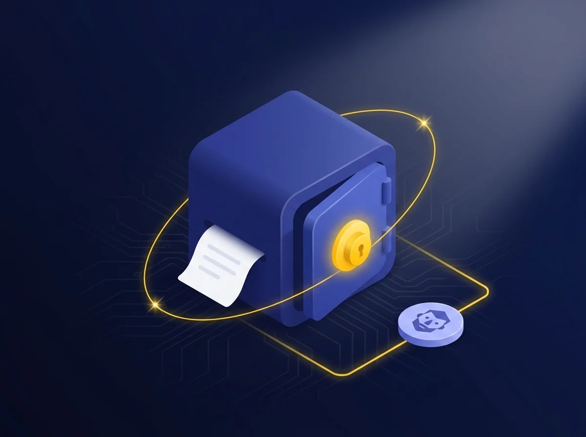 Illustration representing secure financial vendor contract sharing with encrypted access controls and data protection. 