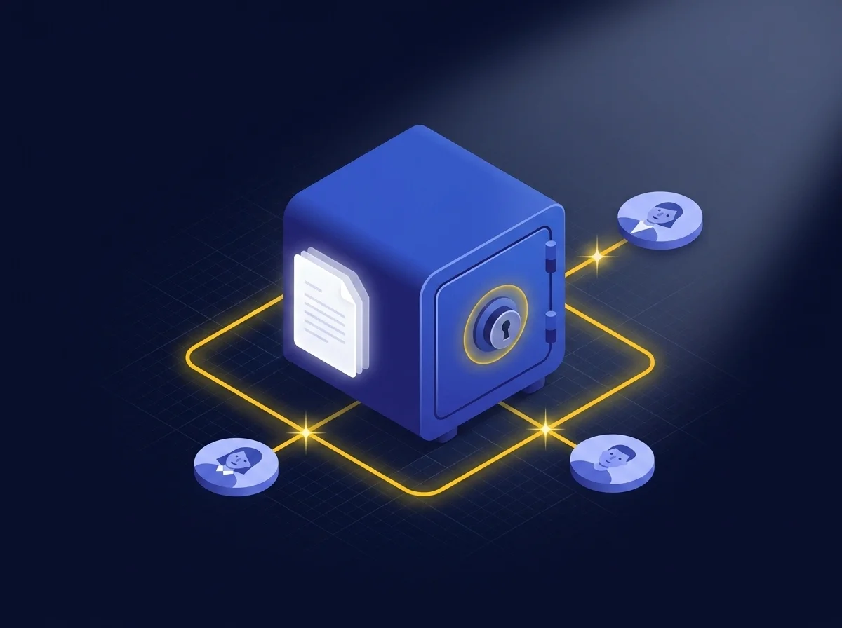A secure platform interface showing encrypted legal client communications and data protection controls. 
