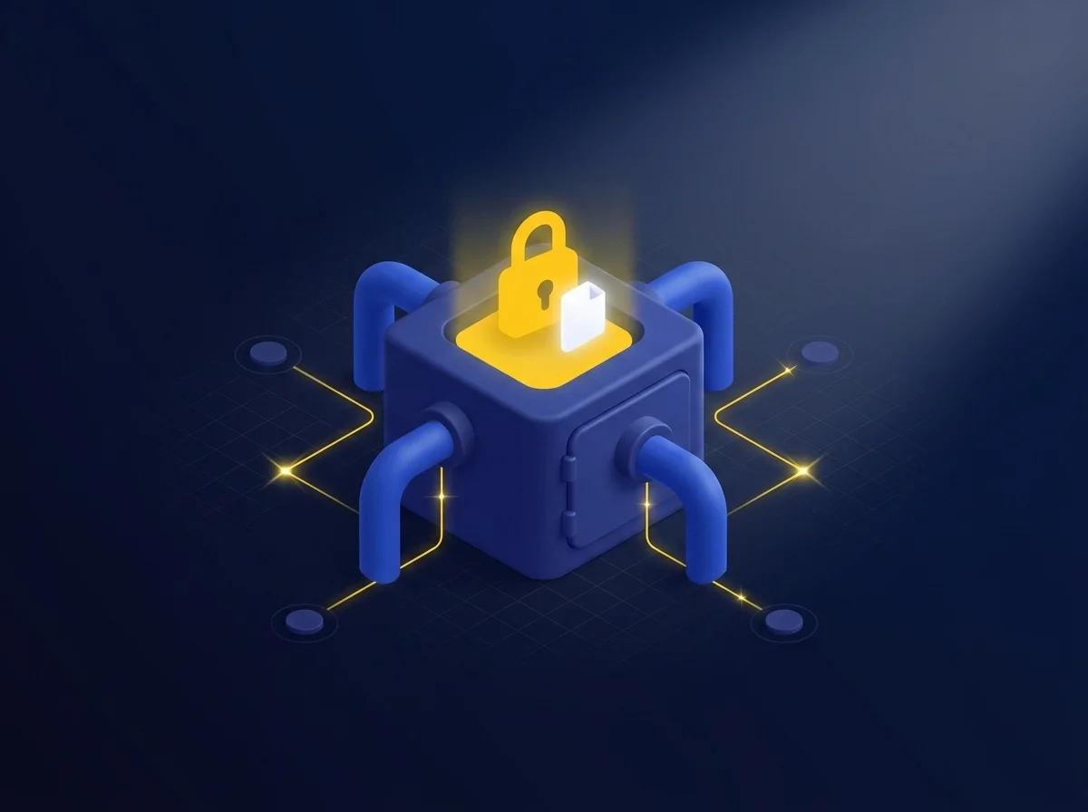 A secure platform interface showing encrypted data exchange for legal compliance. 