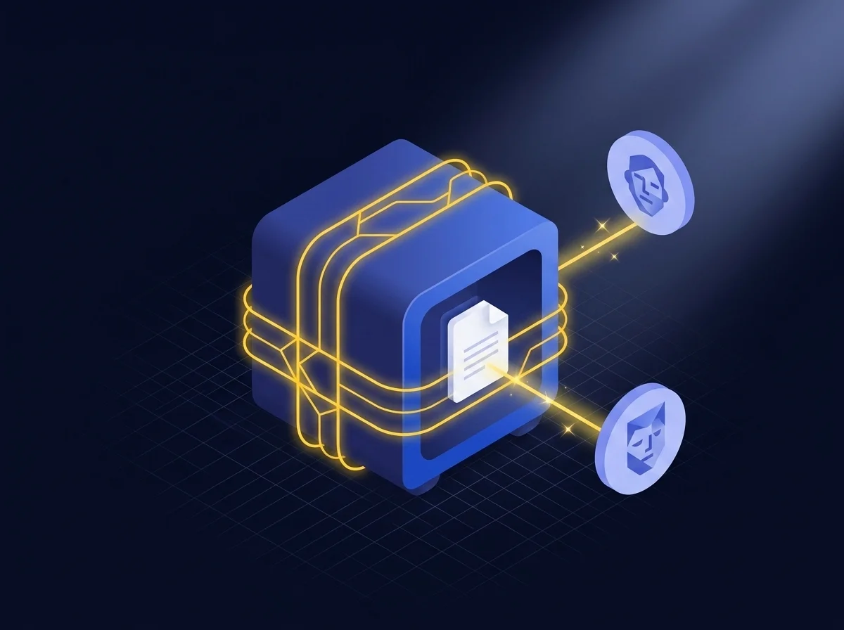 A secure digital platform interface showing encrypted document sharing for legal litigation preparation. 