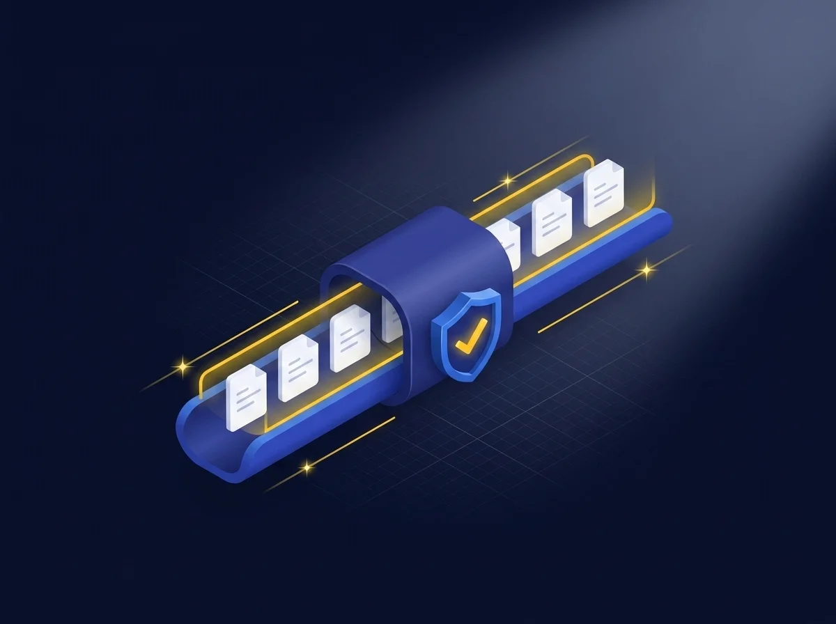 Illustration showing secure managed file transfer of large volumes of legal discovery documents to prevent data breaches and ensure confidentiality.