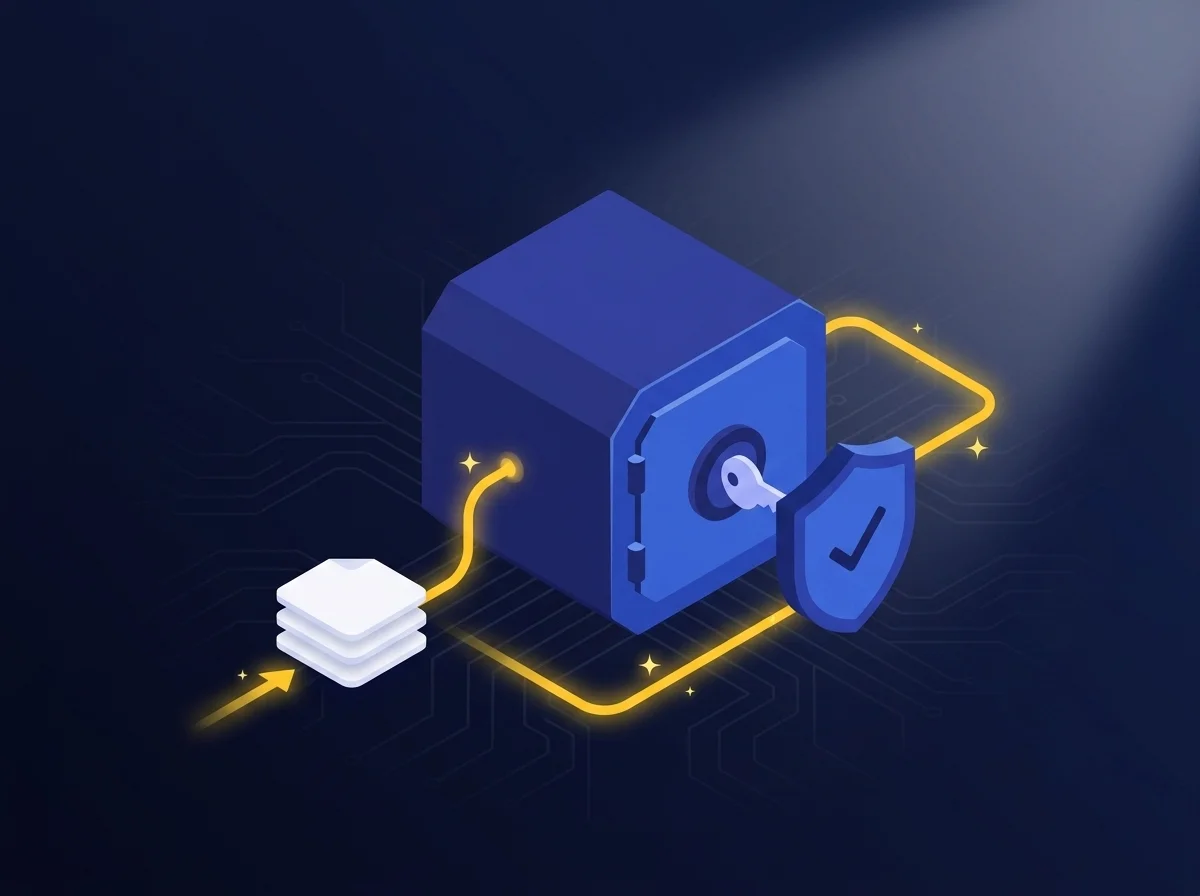 Screenshot illustrating secure policy updates sharing for research and development teams using encryption.