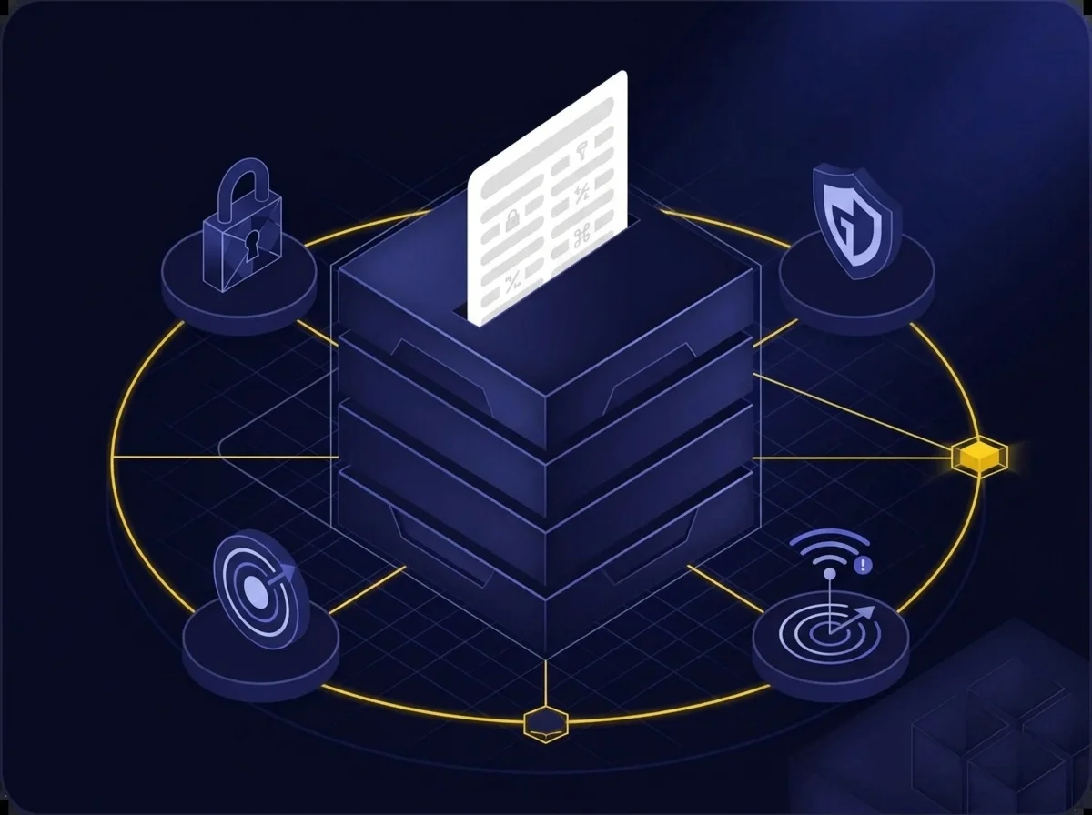 operations icon Diagram illustrating multi-layered data security and compliance requirements, including cryptography for data at rest, in use, and in transit, aligned with Omani data protection regulations.