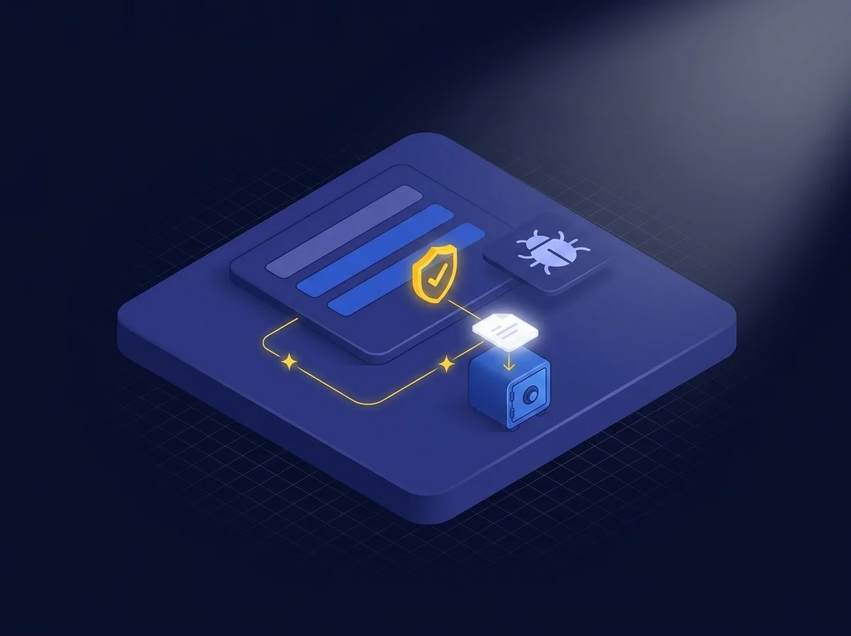 A secure web form interface demonstrating encrypted bug reporting and data protection features. 