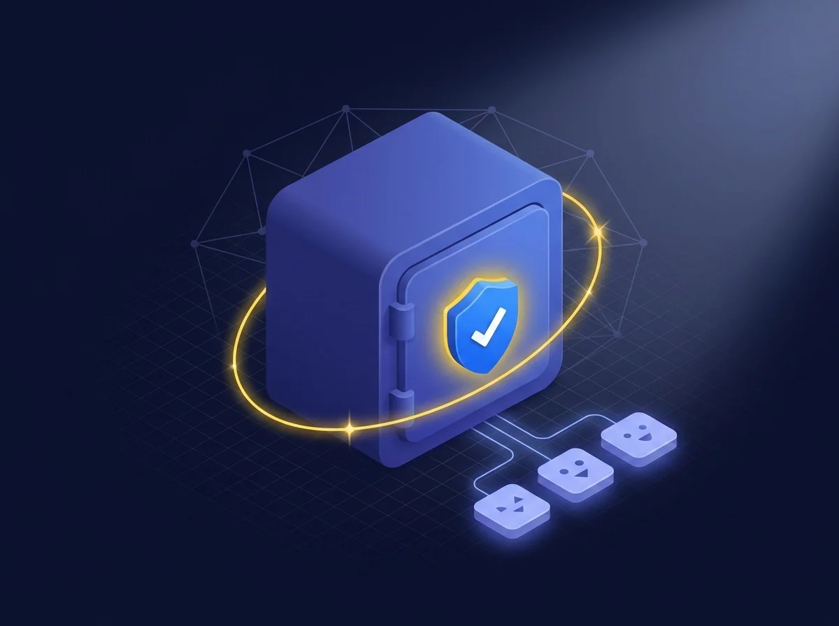A conceptual graphic illustrating simplified compliance management and comprehensive audit logs across integrated data systems.
