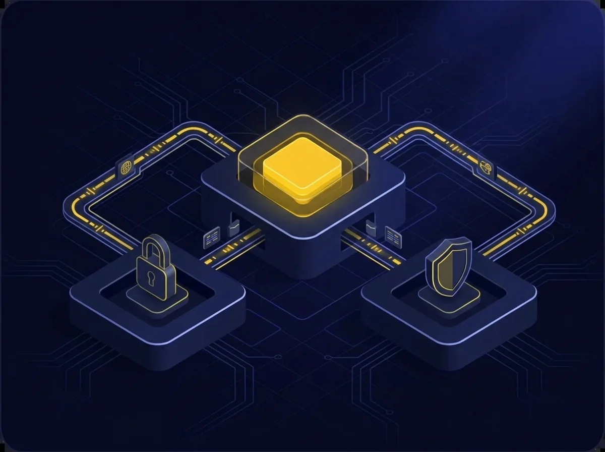 Illustration representing TISAX enabling secure collaboration and trust for information security compliance among business partners.
