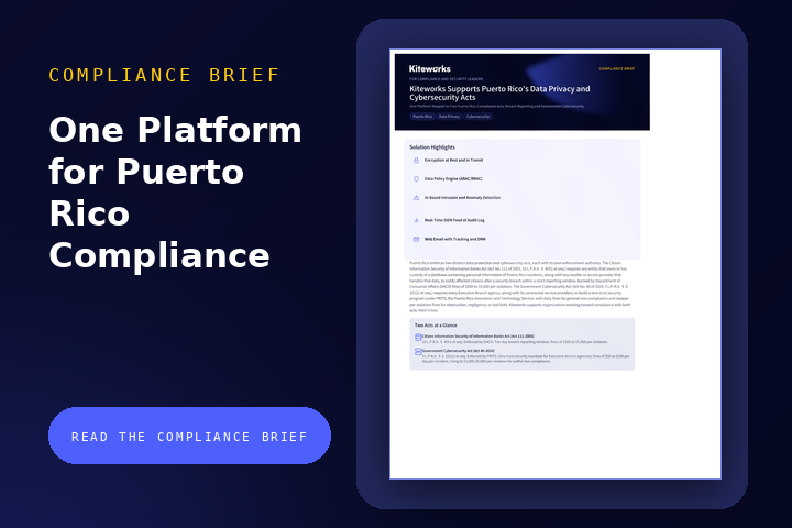 Kiteworks maps to Puerto Rico's breach notification and cybersecurity acts.